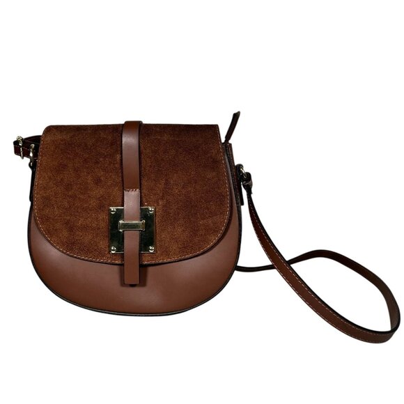 Borse in Pelle Handbags - Borse in Pelle Womens Brown Genuine Leather Flap Over Crossbody Bag